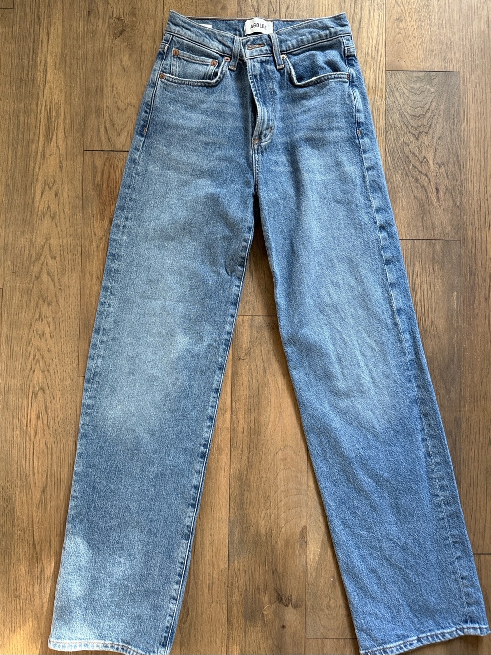 Agolde Harper Mid Rise Relaxed Straight Jean in Flash - size 23 - Picture 5 of 11
